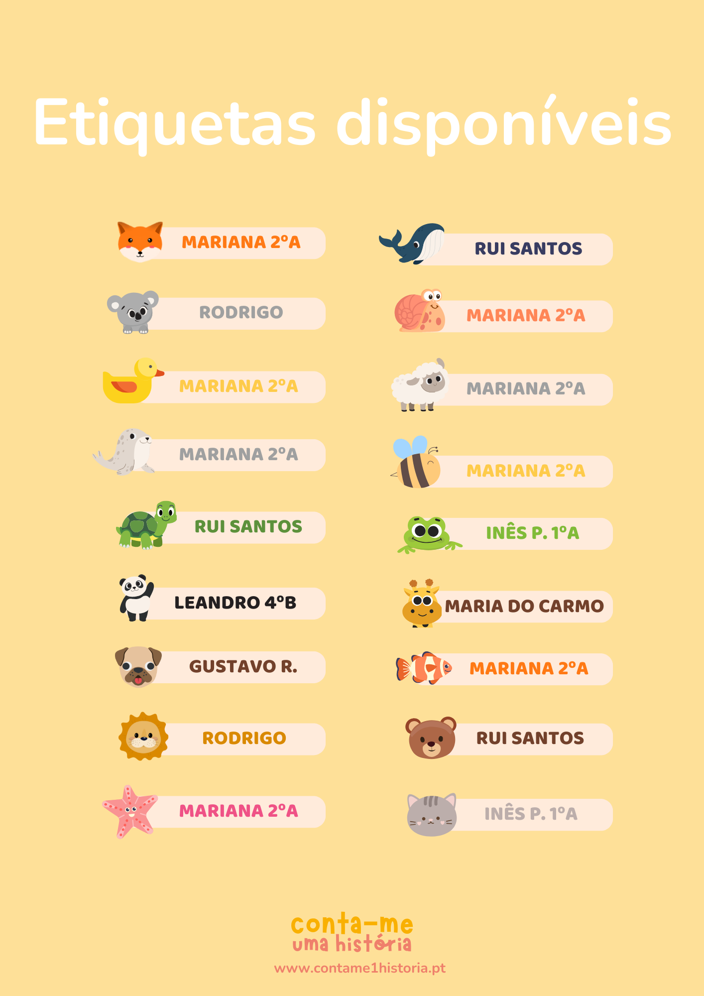 Etiquetas termoadesivas pequenas animais
