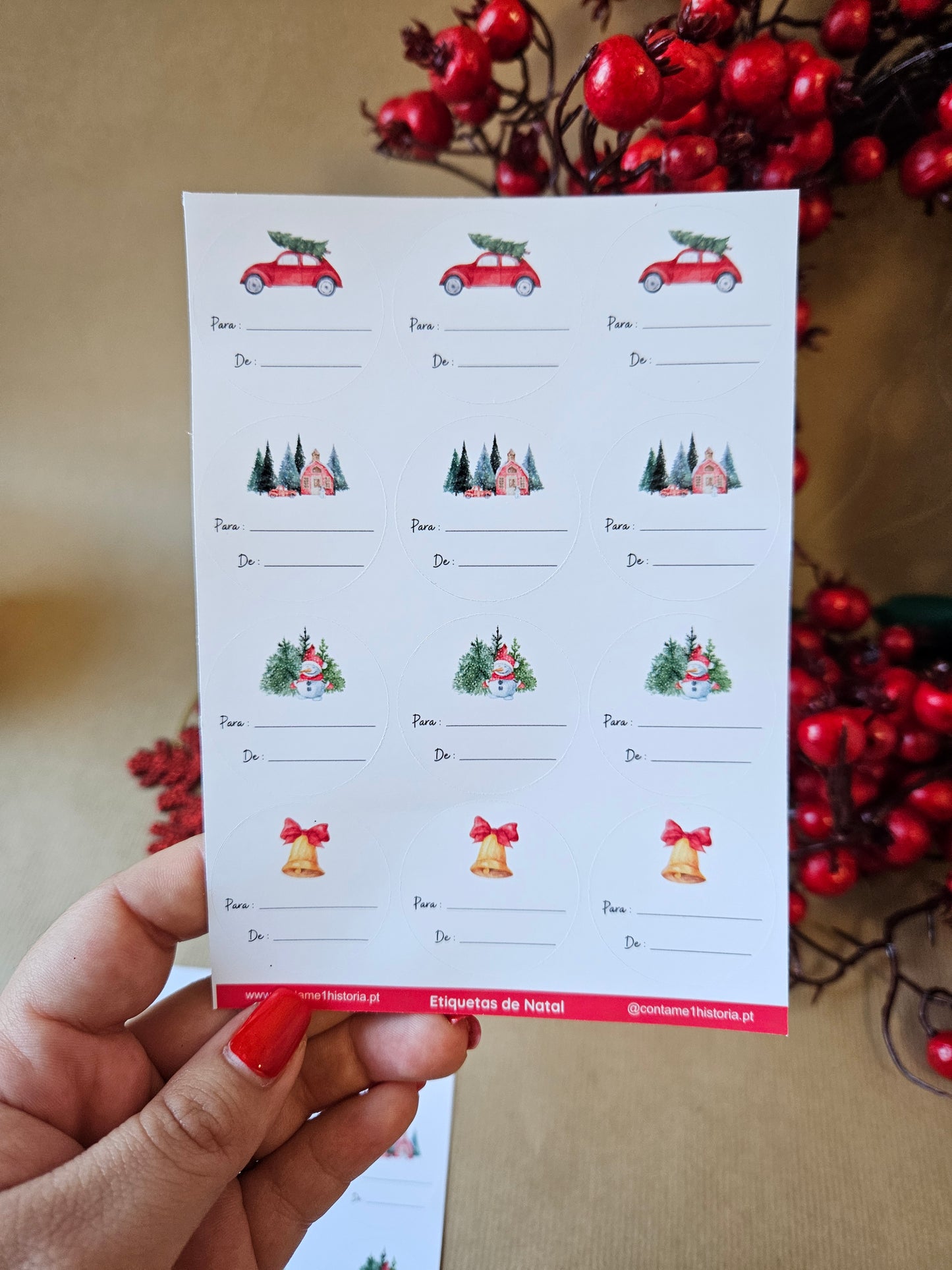 24 Etiquetas redondas de Natal